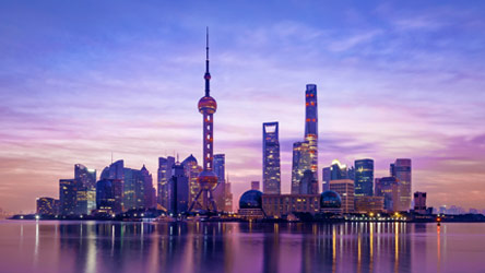 Bild von Skyline Shanghai. Drei Zentralen weltweit.